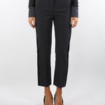 Pantaloni Nero in crêpe leggero con dettagli smoking PA08856E2 110 ELISABETTA FRANCHI 