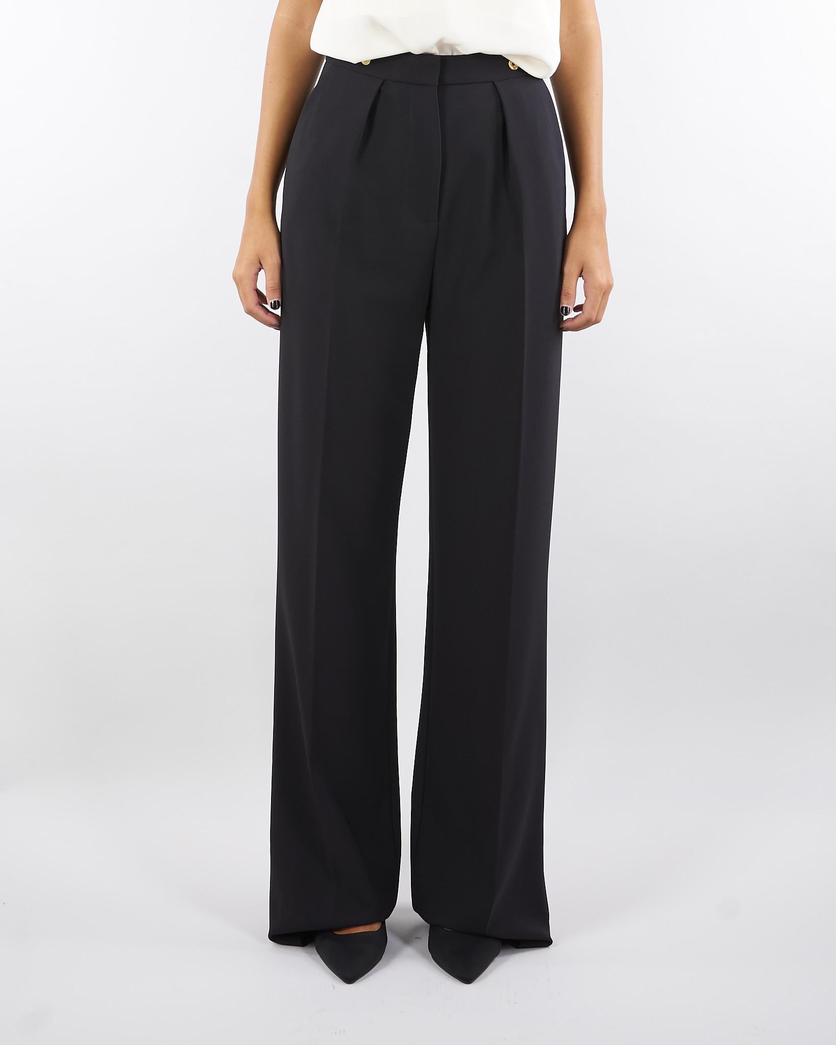 Pantaloni Nero in crêpe con accessorio gioiello PA09956E2 110 ELISABETTA FRANCHI 