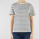 T-shirt Bianco-Blu a righe in jersey con stampa WKDBORA 5 MAX MARA WEEKEND 