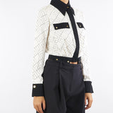 Camicia Milk-Nero bi-color in georgette CAS0156E2 EF1 ELISABETTA FRANCHI 