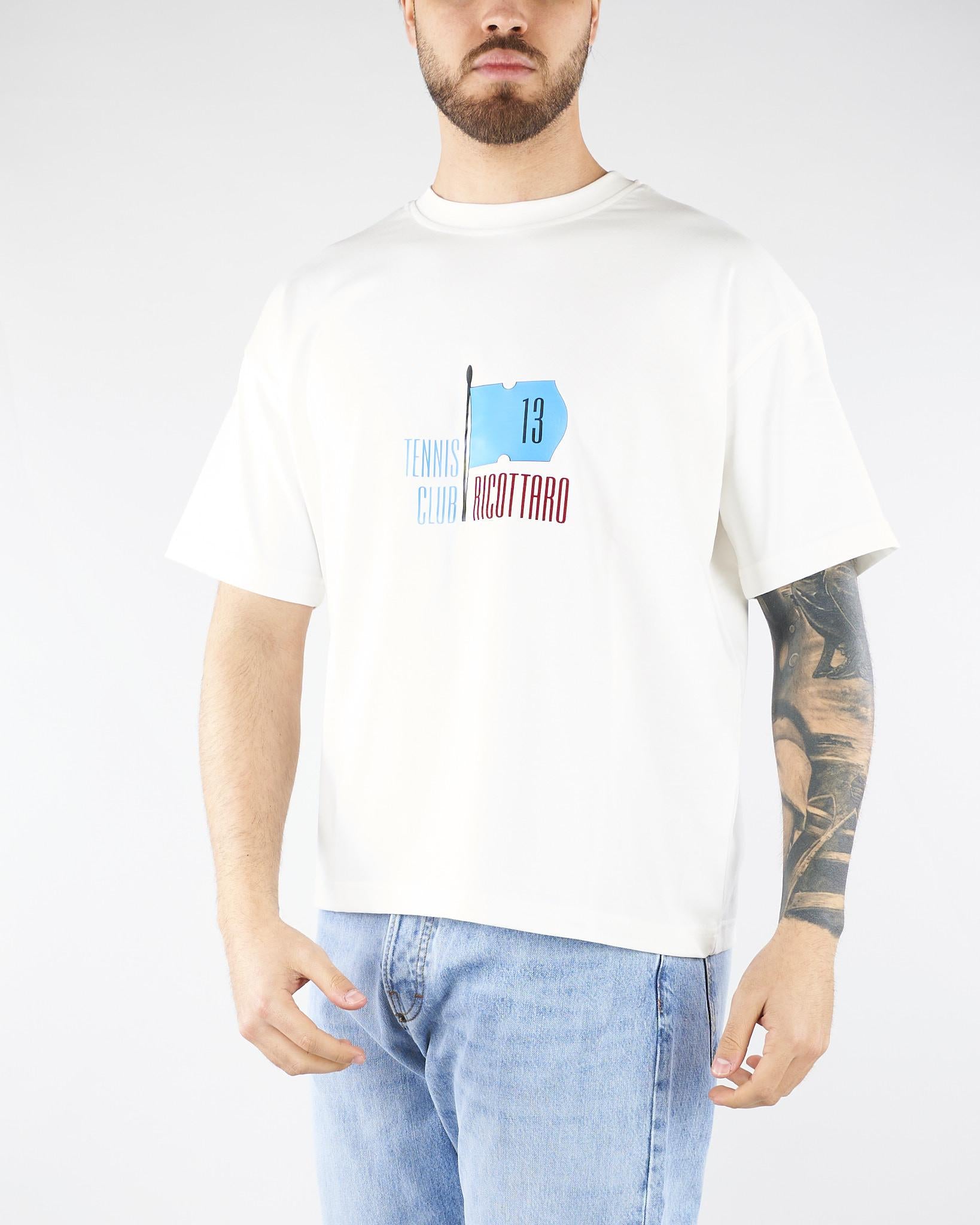 T-shirt Boxy Bianco con stampa 'Ricottaro' MAU3DICI01 01 3DICI 