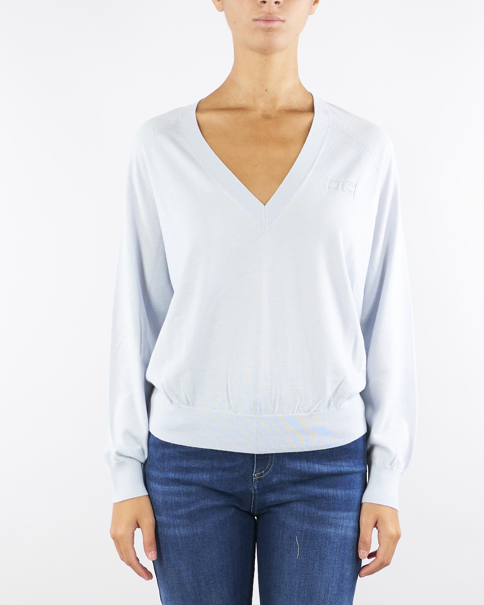 Maglia Starlight in pura lana, seta e cashmere con scollo a V MK34S57E2 EA7 ELISABETTA FRANCHI 