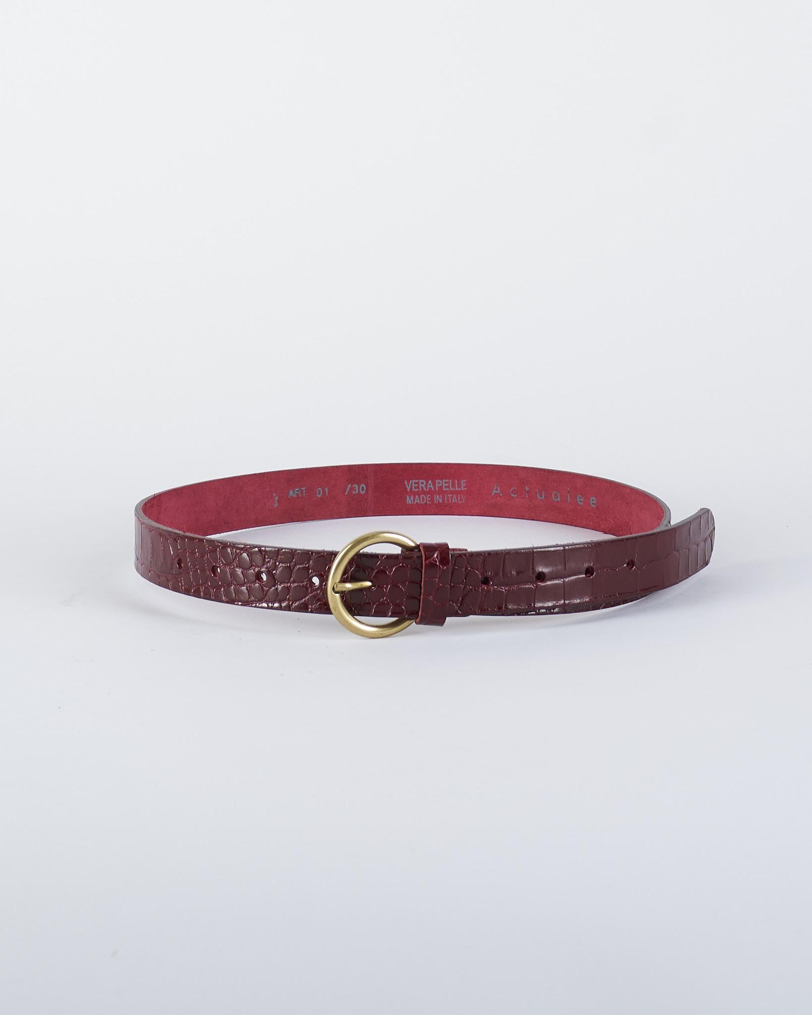Cintura Bordeaux in pelle cocco con fibbia gold ACT030CI0020 85 ACTUALEE 
