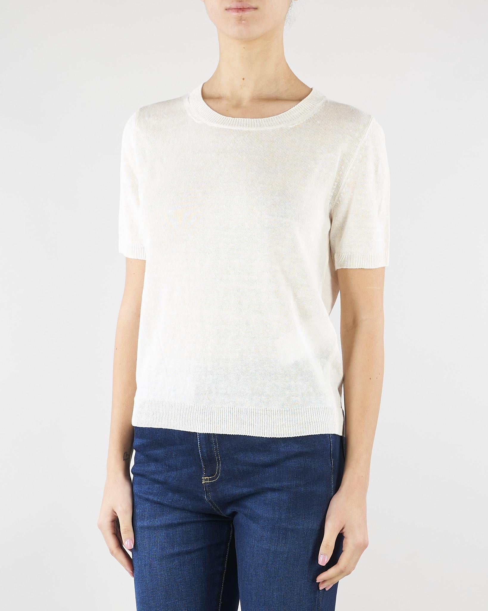 Maglia Bianco basic in filato di lino WKDPANCONE 1 MAX MARA WEEKEND 