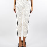 Pantaloni Milk-Nero bi-color in doppio crêpe con stampa PAS0156E2 EF1 ELISABETTA FRANCHI 