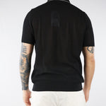 Polo Nero in maglia microforata con profili a contrasto B9AB0050 437 AMARANTO 