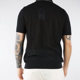 Polo Nero in maglia microforata con profili a contrasto B9AB0050 437 AMARANTO 