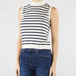 Top a righe Panna Blu in filato di viscosa stretch WKDSTALLO 10 MAX MARA WEEKEND 