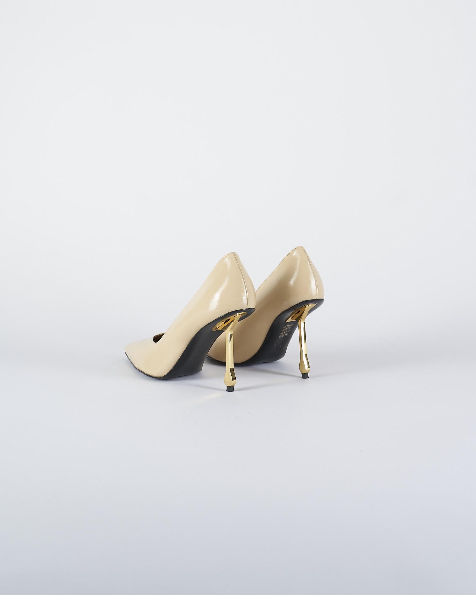 Decollette Crema in pelle con tacco gold 263 13 WO MILANO 