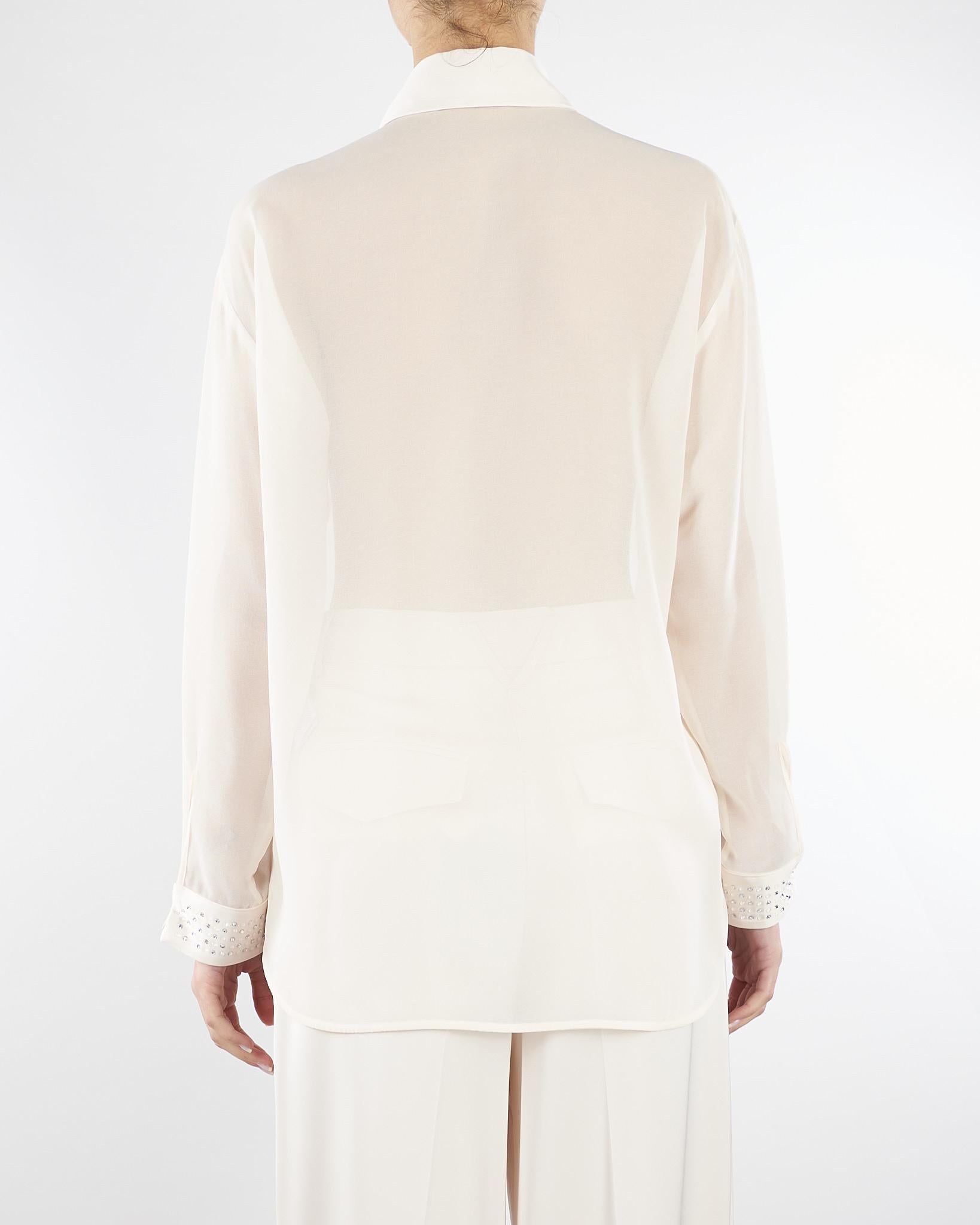 Camicia Burro in georgette con strass CA10201TGEO0001 V0359 SIMONA CORSELLINI 