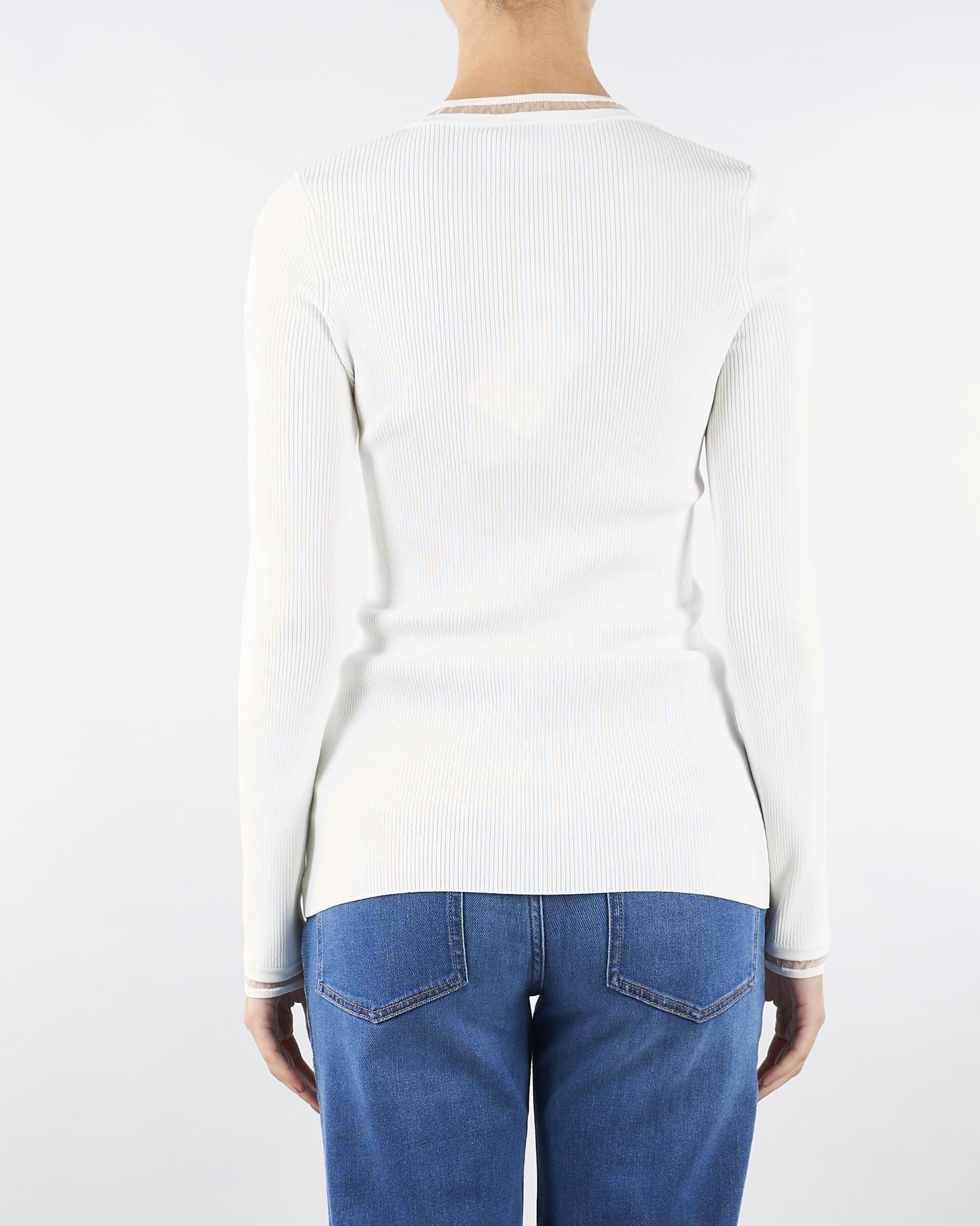 Maglia Milk a costine con logo gioiello MK13B56E2 360 ELISABETTA FRANCHI 