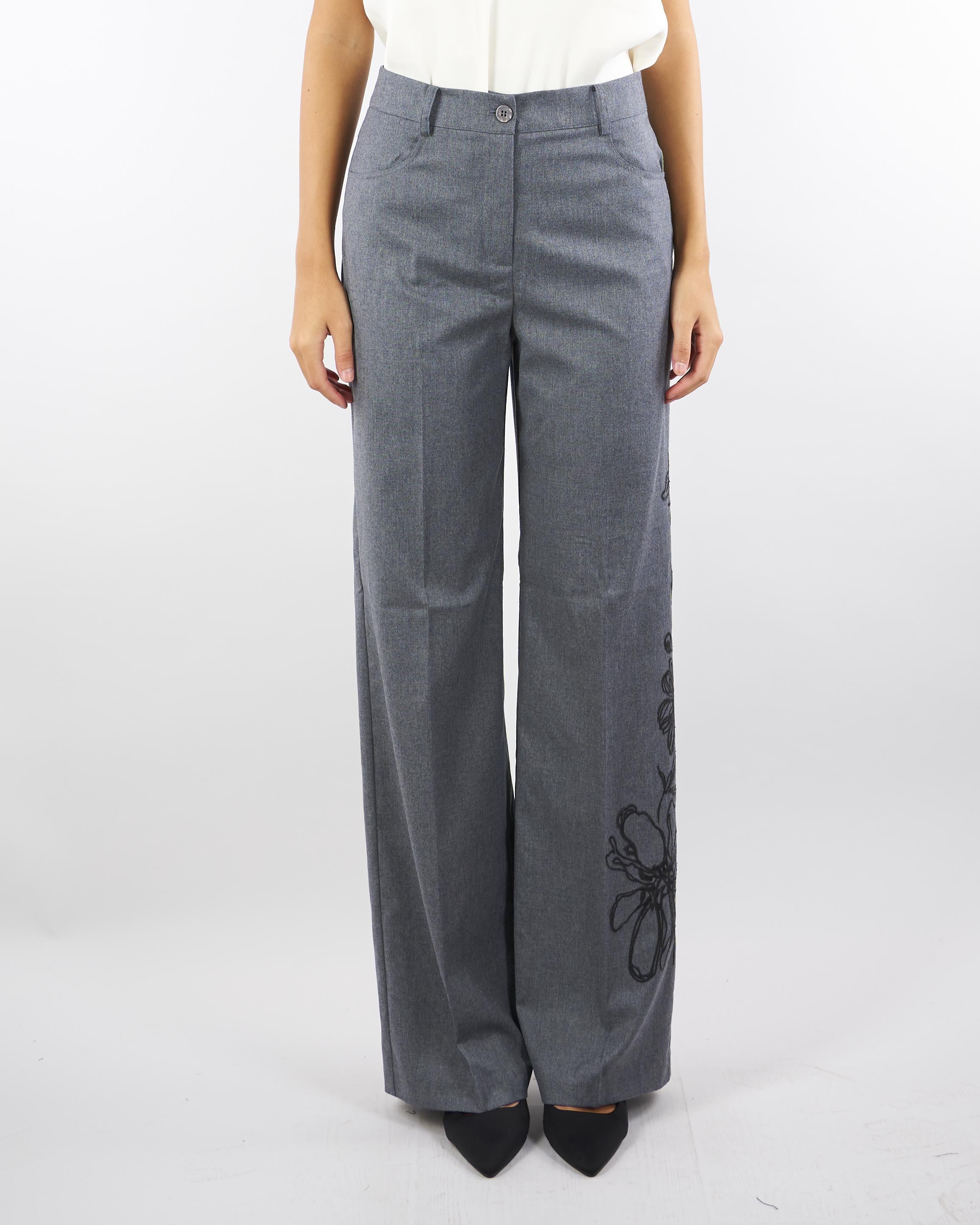 Pantalone Grigio Eruan in flanella con ricamo ERUAN 742 NENETTE 