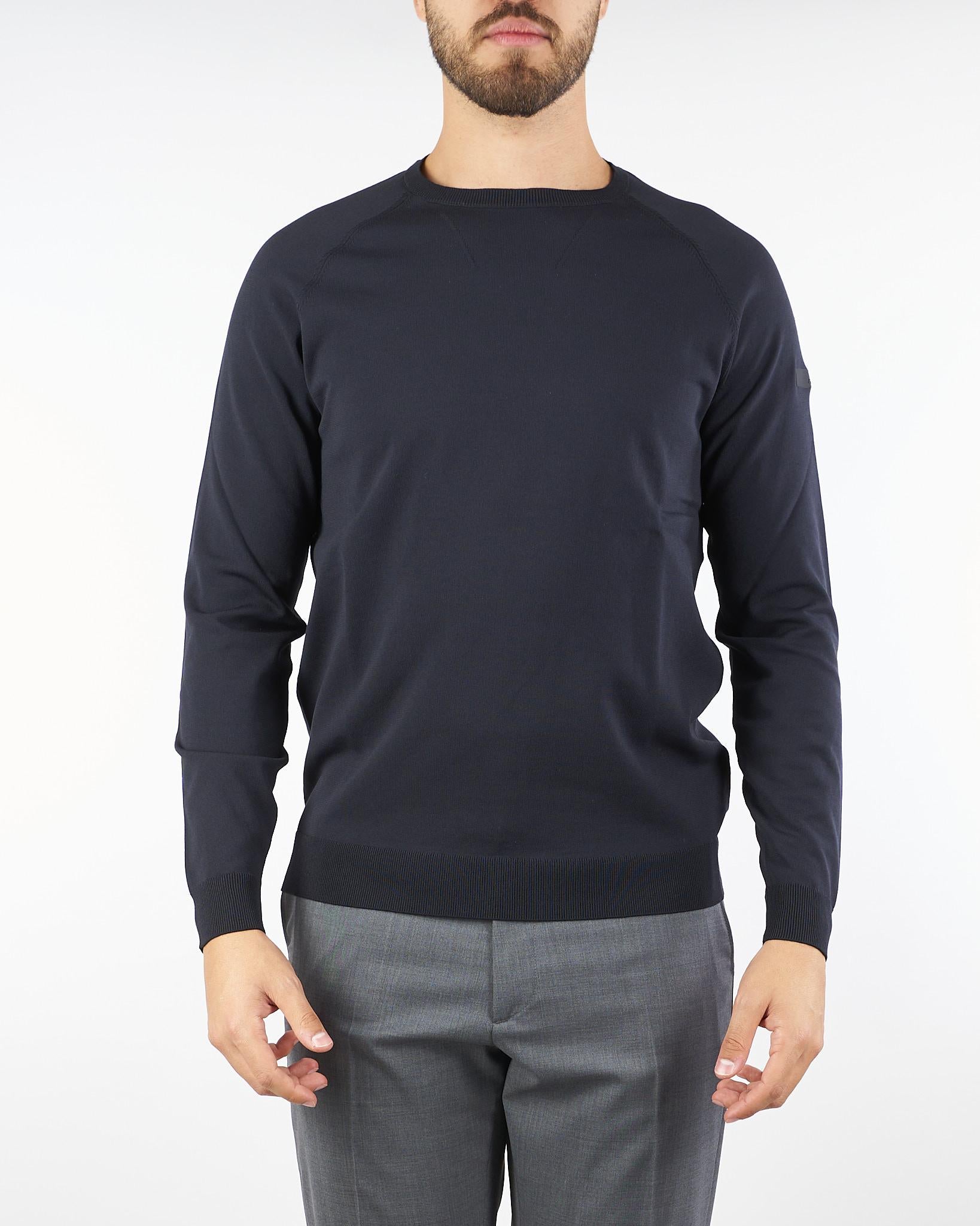 Maglia Blu Amos Cotton Round Knit W25120 60 RRD 