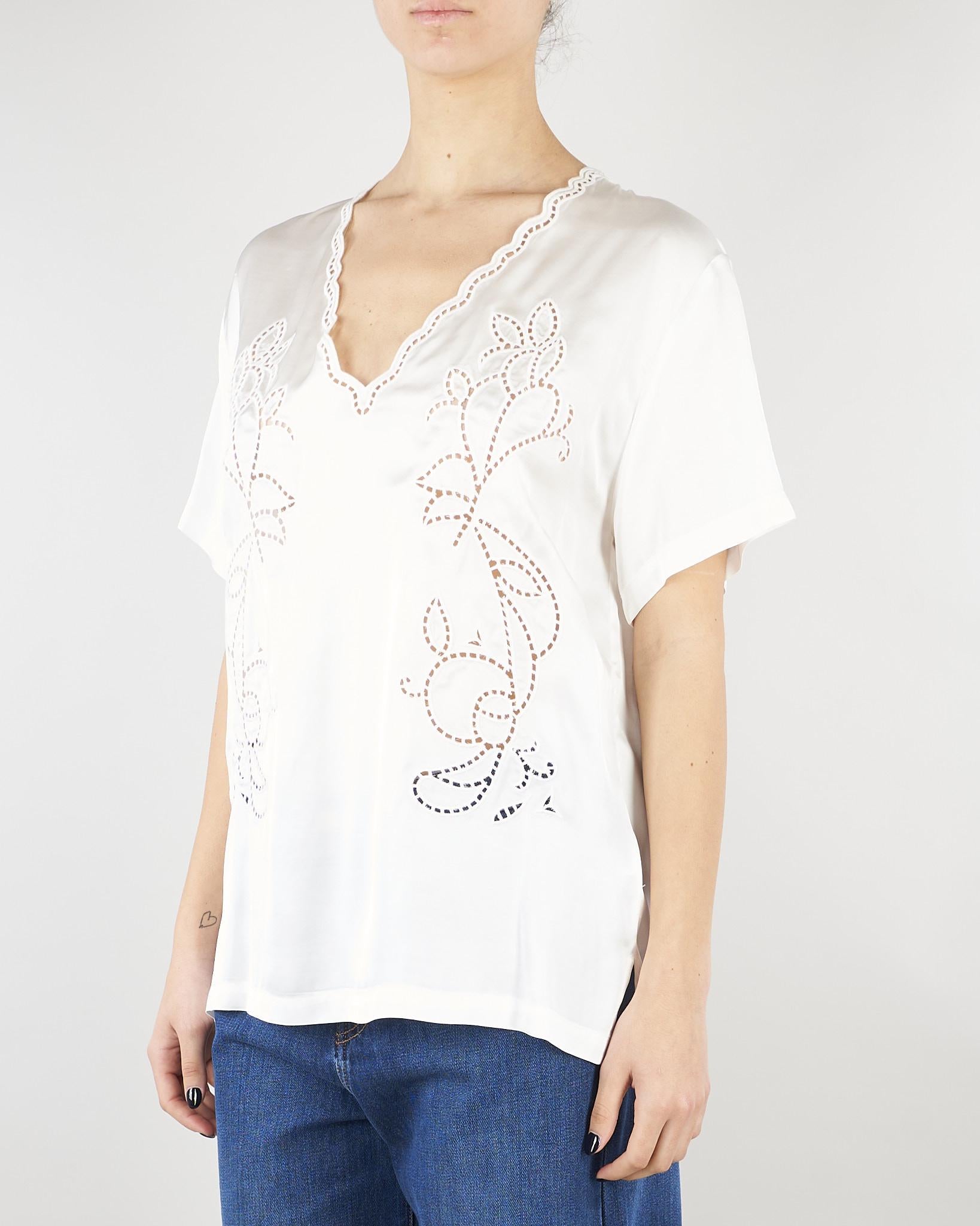 Blusa Bianco in viscosa con ricamo sangallo D48EK060EL1 MF249 ERMANNO BY ERMANNO SCERVINO 