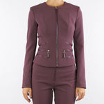 Giacca Merlot in doppio crêpe con dettagli zip GI17356E2 EA4 ELISABETTA FRANCHI 