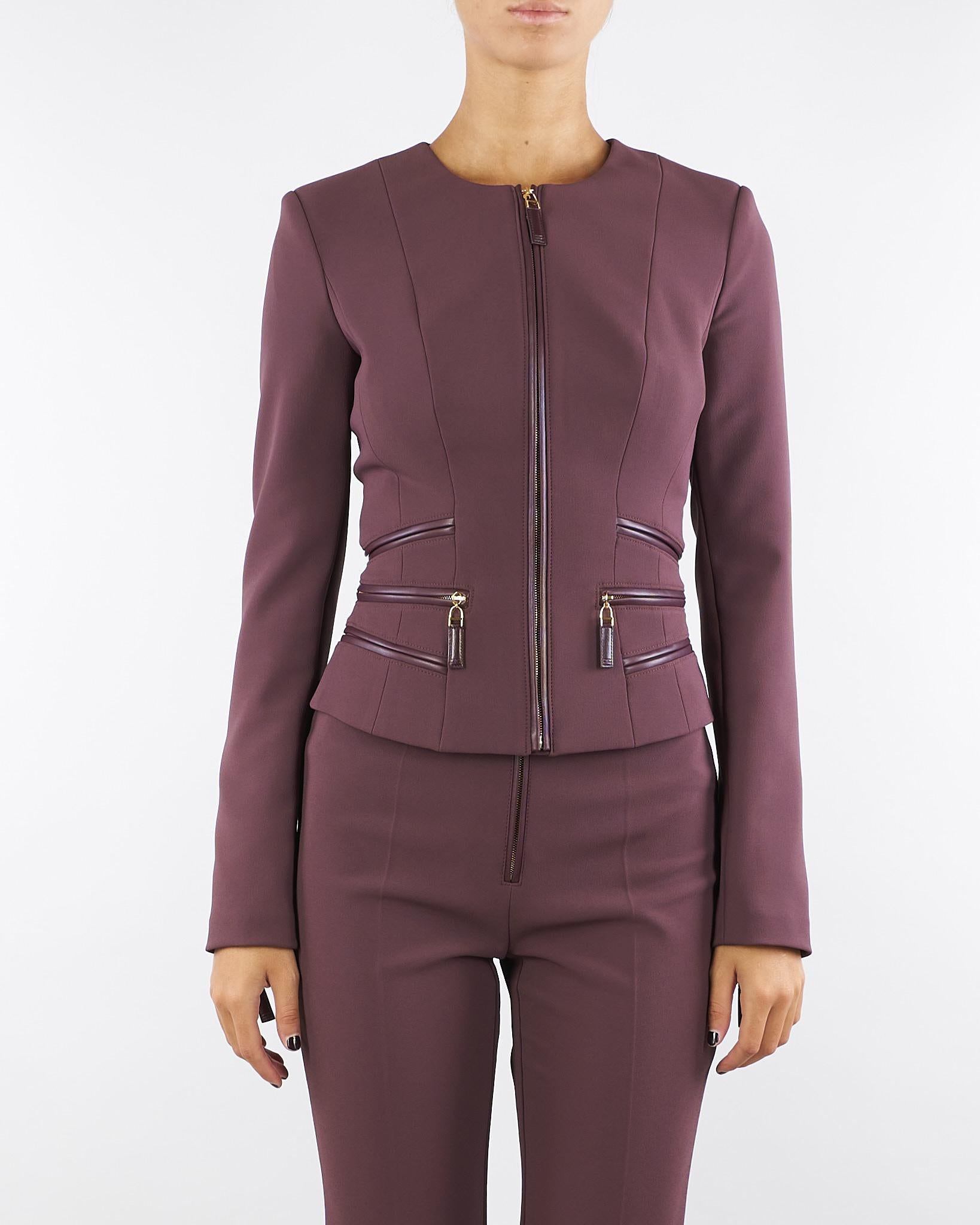 Giacca Merlot in doppio crêpe con dettagli zip GI17356E2 EA4 ELISABETTA FRANCHI 