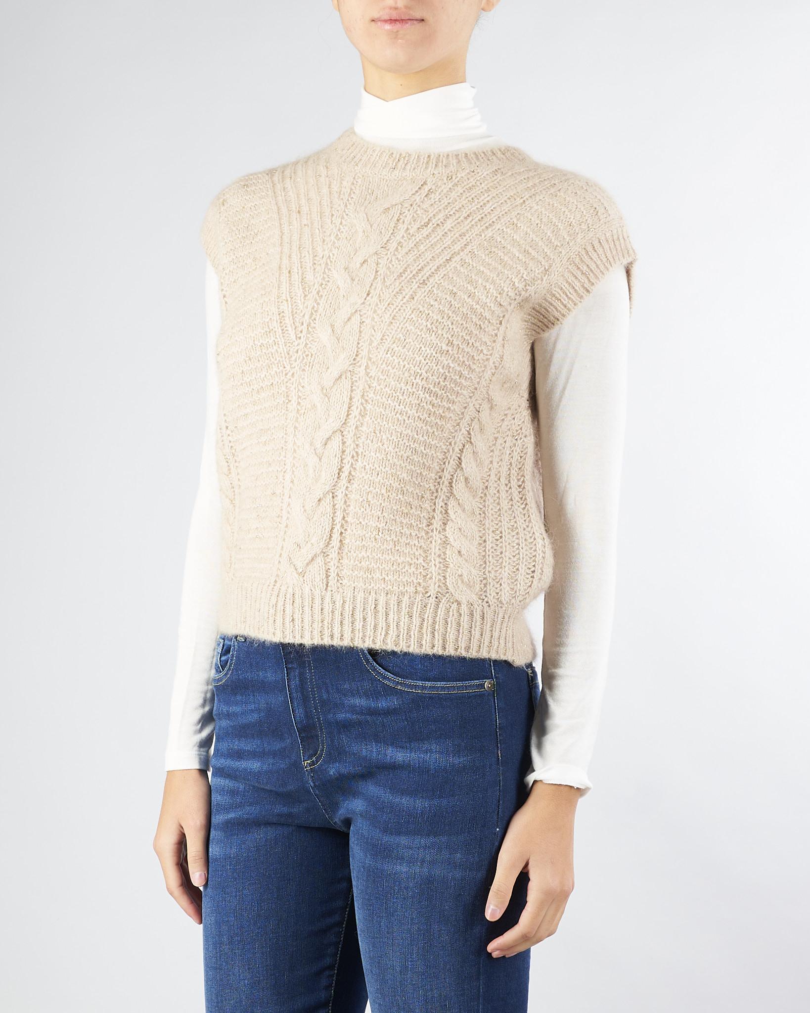 Gilet Beige in alpaca e lurex TAFFY 1 MAX MARA STUDIO 