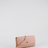 Borsa Clutch Carne con tracolla e placca logo