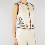 Gilet Panna ricamato in lino MLLAEROVIA 3 MARELLA 