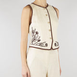 Gilet Panna ricamato in lino MLLAEROVIA 3 MARELLA 