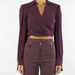 Camicia Merlot in georgette con dettaglio gioiello CAT0256E2 EA4 ELISABETTA FRANCHI 