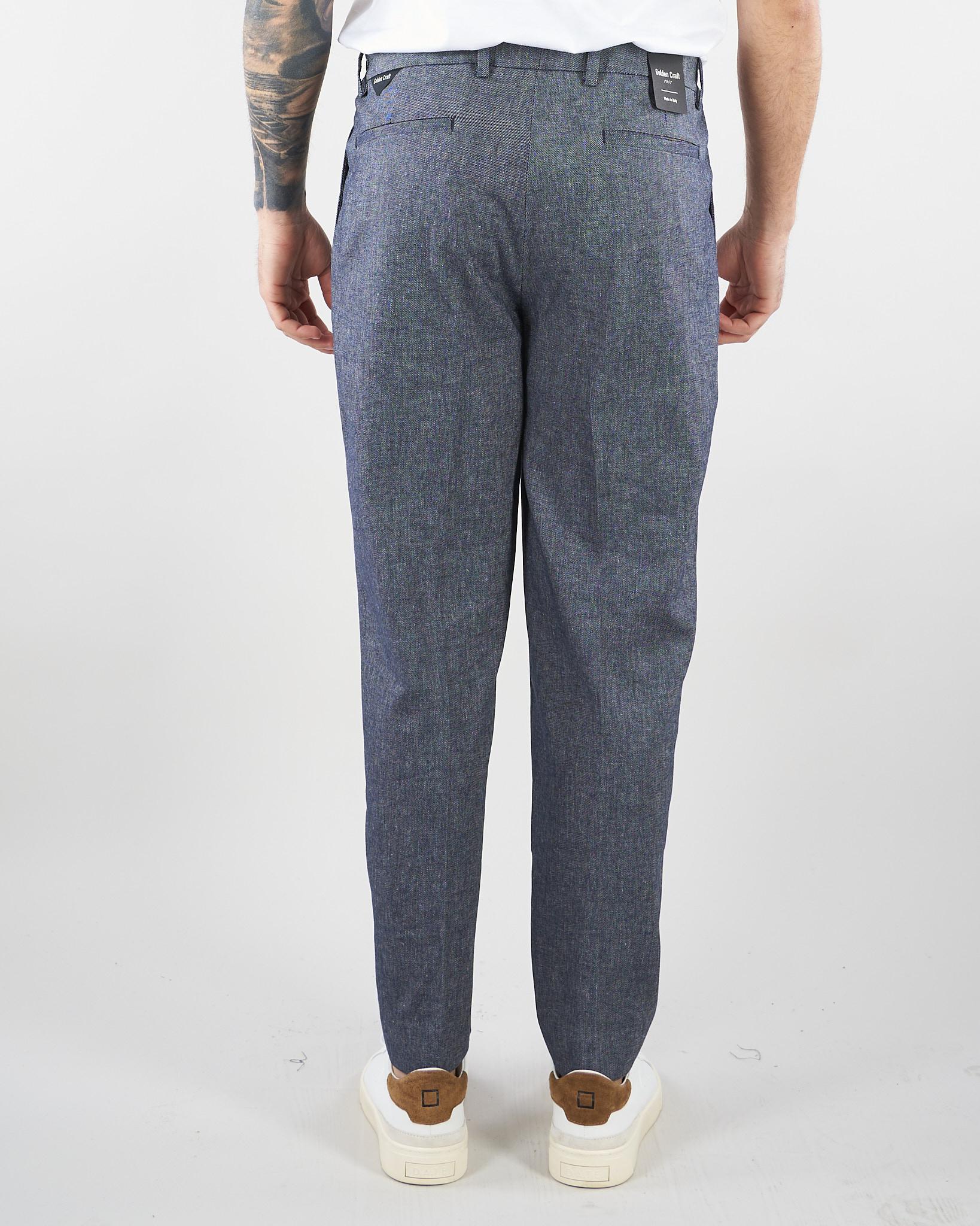 Pantalone Robin Blu in misto cotone e lino GC1PSS266901 E012 GOLDEN CRAFT 