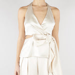Top Champagne in satin con fiocco SS260348 36 ELEH 