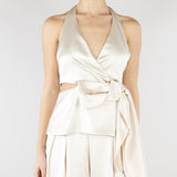 Top Champagne in satin con fiocco SS260348 36 ELEH 