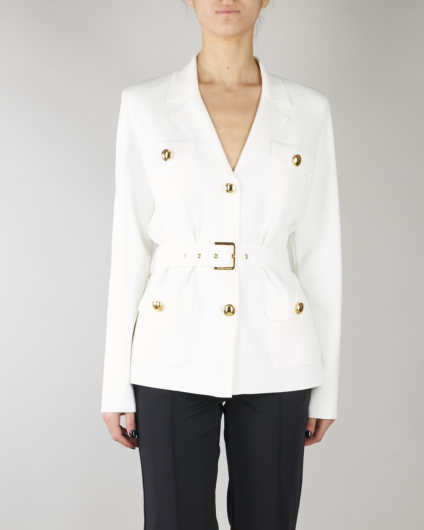 Giacca Avorio in maglia punto stoffa MK10B62E2 360 ELISABETTA FRANCHI 