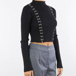 Maglia Nero glam rock aderente 2K0320K291 K103 PATRIZIA PEPE 