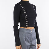 Maglia Nero glam rock aderente 2K0320K291 K103 PATRIZIA PEPE 