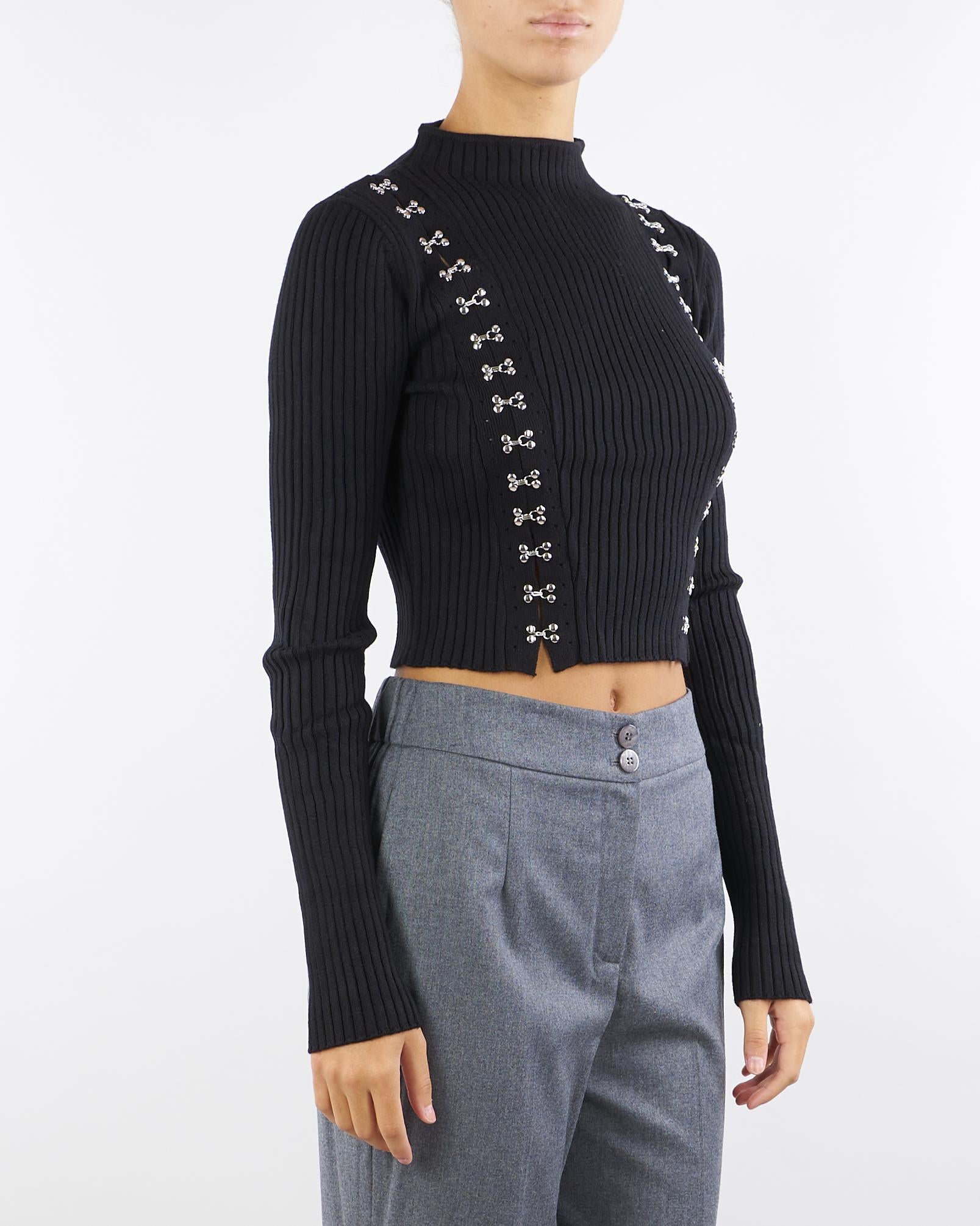 Maglia Nero glam rock aderente 2K0320K291 K103 PATRIZIA PEPE 