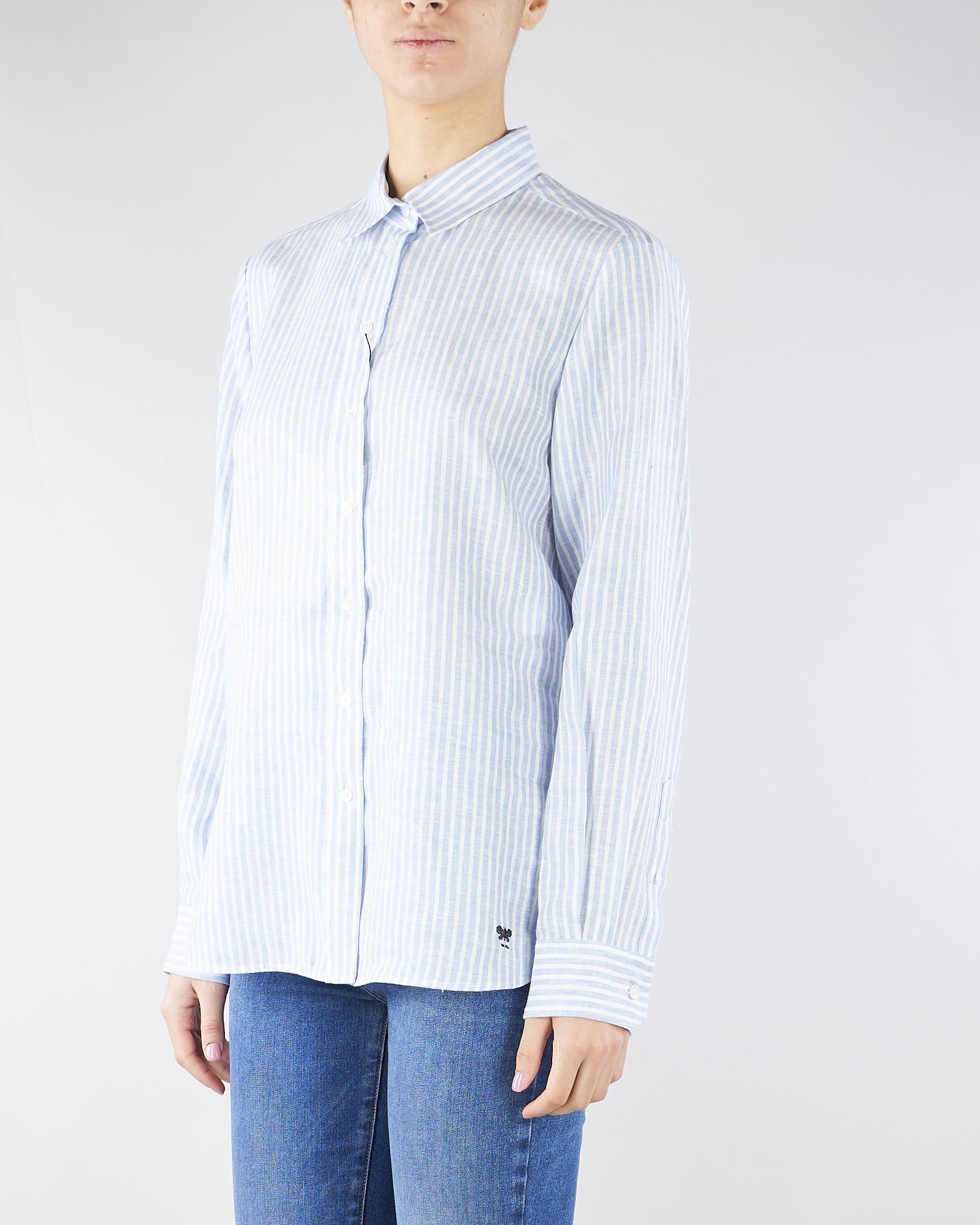 Camicia Celeste a righe in tela di lino WKDGIURATO 15 MAX MARA WEEKEND 