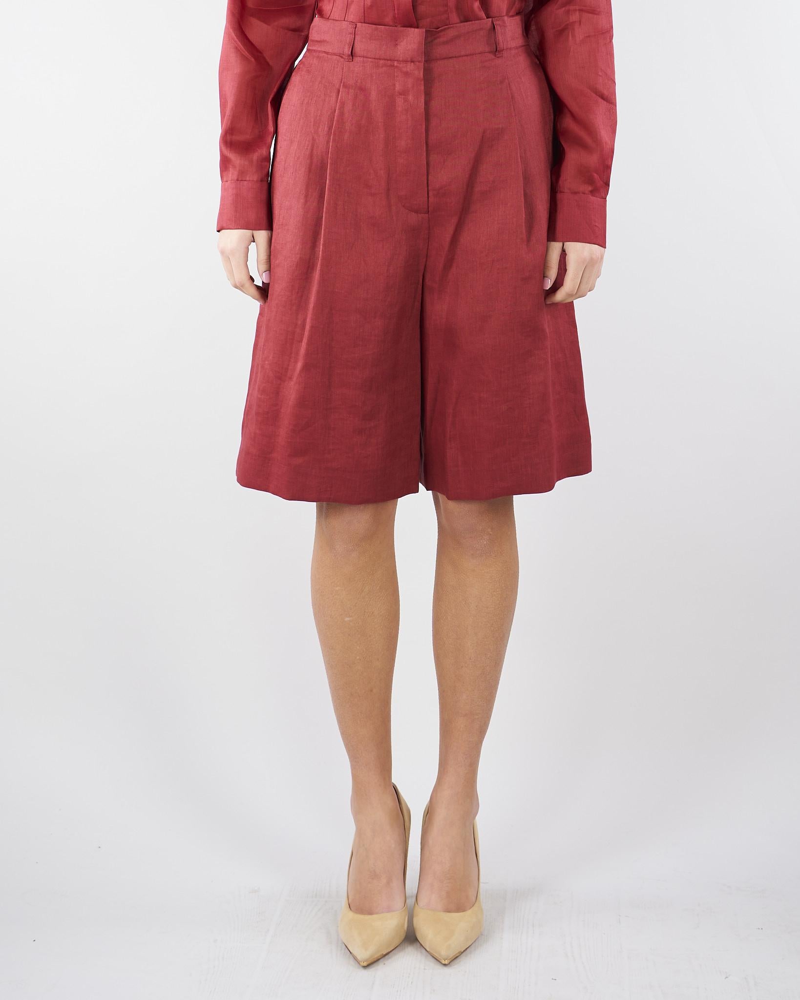 Bermuda Rosso lungo in tela di lino MSTCARAVAN 32 MAX MARA STUDIO 