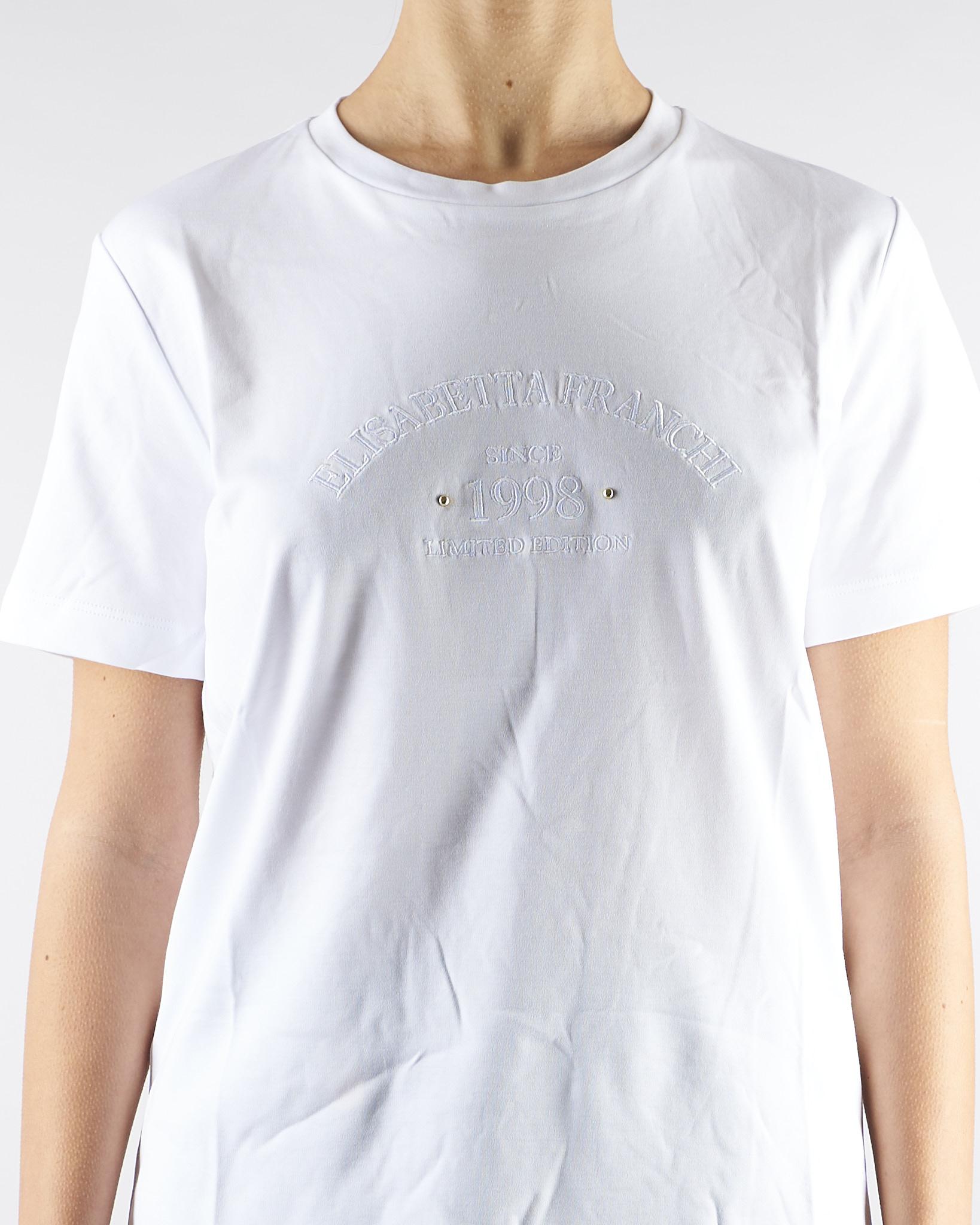 T-shirt Gesso con ricamo logo MA01761E2 270 ELISABETTA FRANCHI 