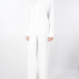 Pantalone Bianco palazzo con strass all over