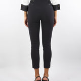 Pantaloni Nero in crêpe con dettagli zip PA11956E2 110 ELISABETTA FRANCHI 
