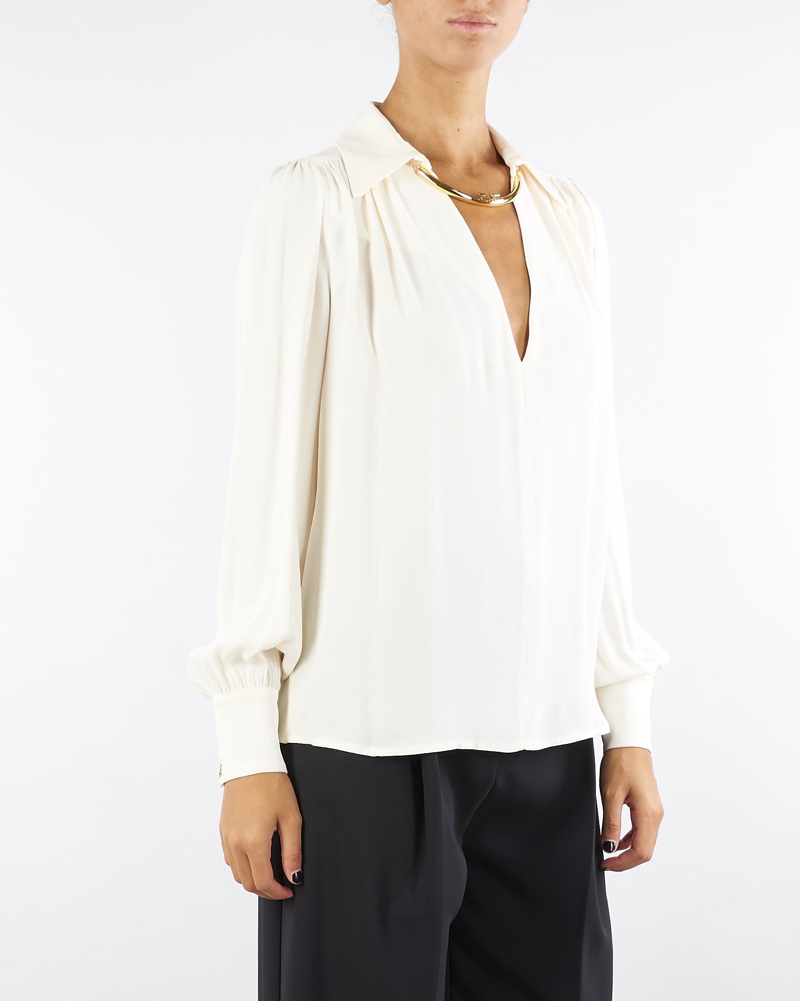 Camicia Milk in georgette con dettaglio gioiello CA12356E2 DZ9 ELISABETTA FRANCHI 