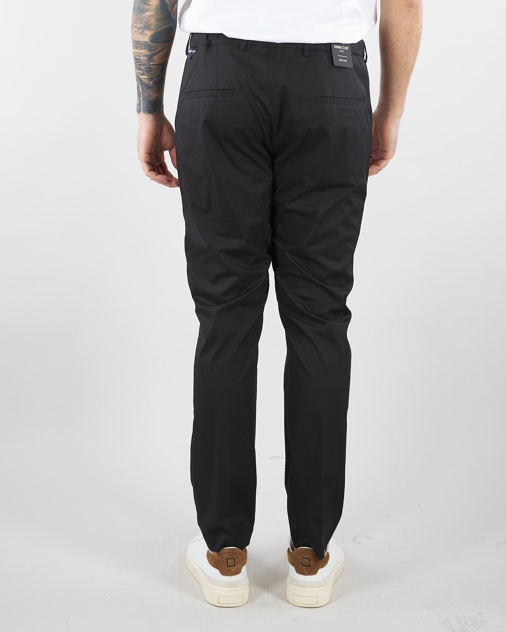 Pantalone Max Nero in cotone con elastico GC1PSS266895 D001 GOLDEN CRAFT 