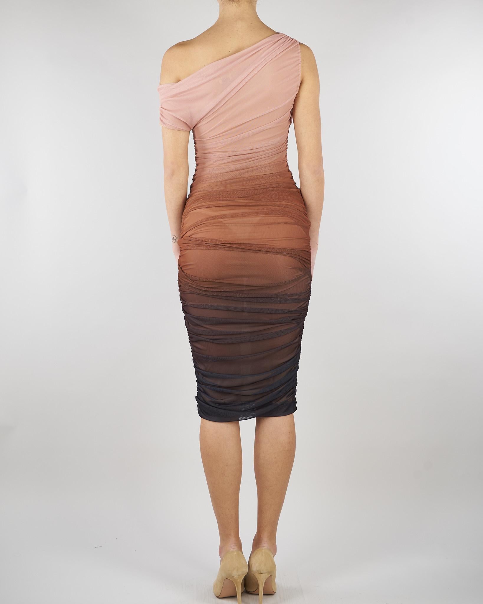 Abito Cacao in tulle dégradé AB93162E2 644 ELISABETTA FRANCHI 