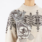 Maglia Beige in lana jacquard con pizzo RF5161MS038 P9158 BLUGIRL 