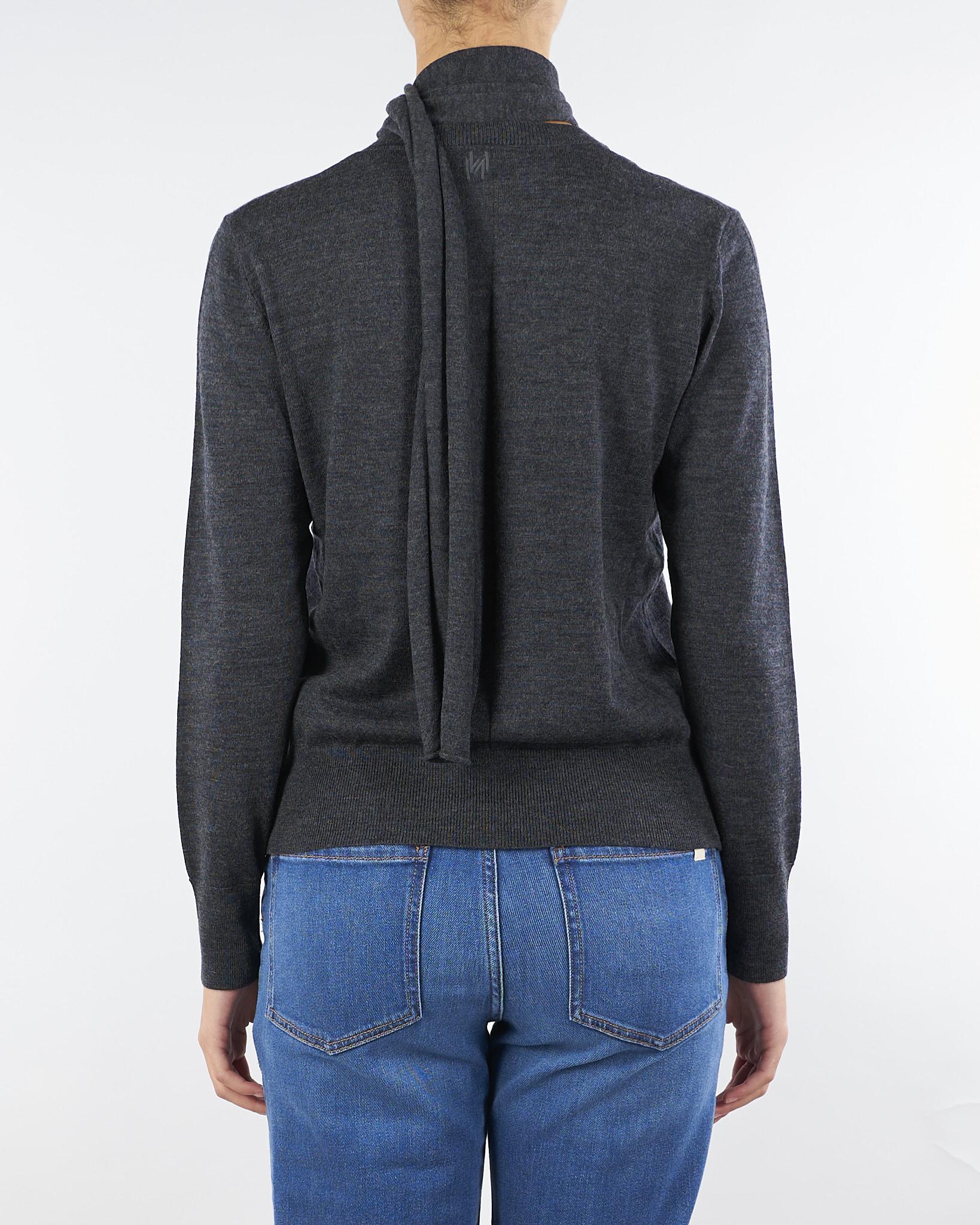 Maglia Antracite in pura lana con sciarpa al collo LAZZARA 4 MARELLA 