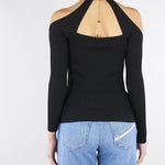 Top Nero in maglia con dettaglio gioiello MK89S61E2 110 ELISABETTA FRANCHI 