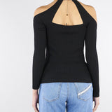 Top Nero in maglia con dettaglio gioiello MK89S61E2 110 ELISABETTA FRANCHI 