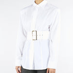 Camicia Bianco in cotone con cintura CA00101TPOP0014 V0718 SIMONA CORSELLINI 