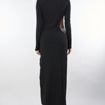 Abito lungo Nero a collo alto con strass 2A2968J338 J4R0 PATRIZIA PEPE 