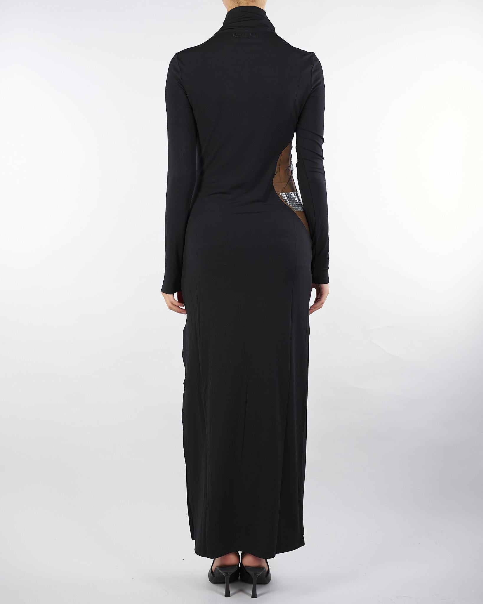 Abito lungo Nero a collo alto con strass 2A2968J338 J4R0 PATRIZIA PEPE 
