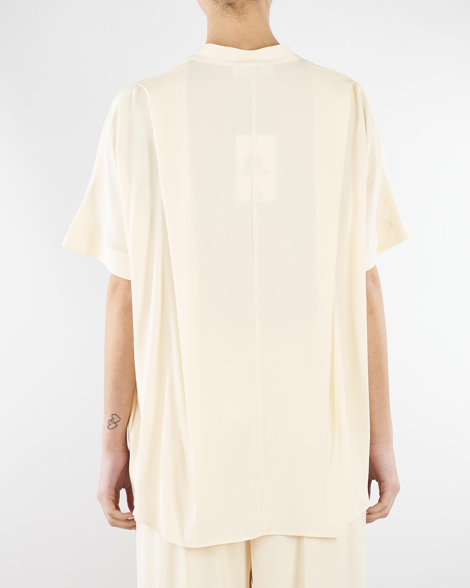 Blusa Crema con rouches sul davanti M6PE00 336 MEIMEIJ 