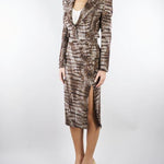 Gonna Cacao in jersey leggero con stampa alligatore GO14961E2 644 ELISABETTA FRANCHI 