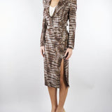 Gonna Cacao in jersey leggero con stampa alligatore GO14961E2 644 ELISABETTA FRANCHI 